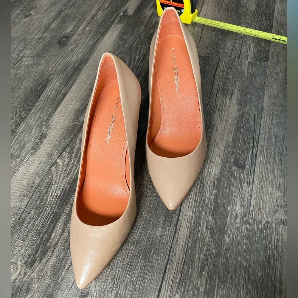 NEW Via Spiga Nude Beige Women’s leather Heels Size 5.5 - Picture 7 of 13